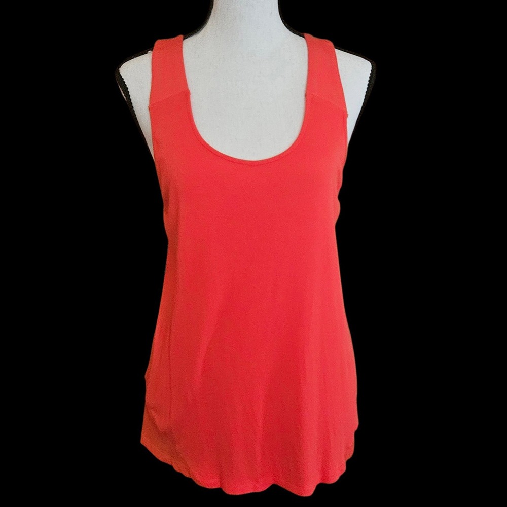 Cable & Gauge Orange Sleeveless Tank Top Chiffon Layered Back Flowy Tunic